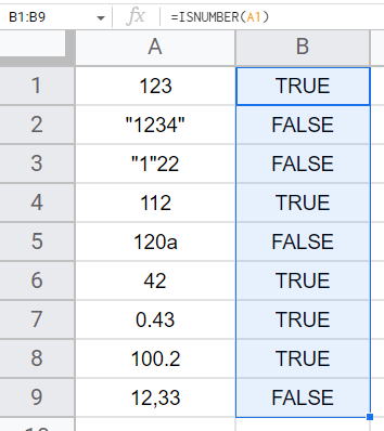 how to use ISNUMBER Function in Google Sheets 5