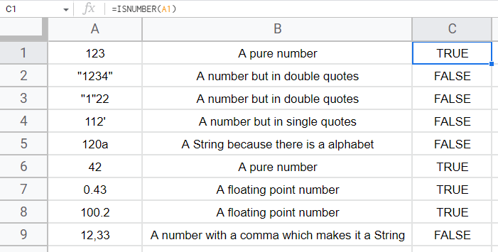 how to use ISNUMBER Function in Google Sheets 6