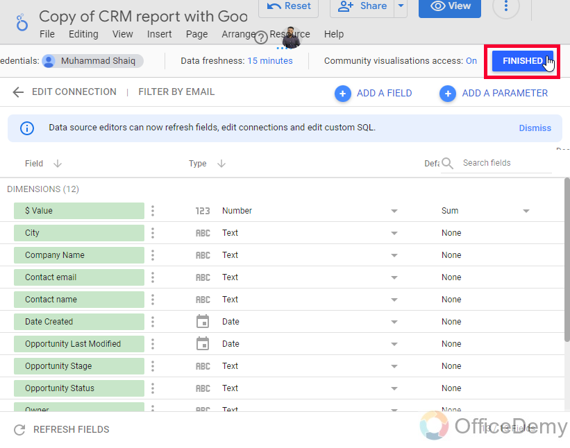 CRM Report with Google Data Studio and Sheets 18