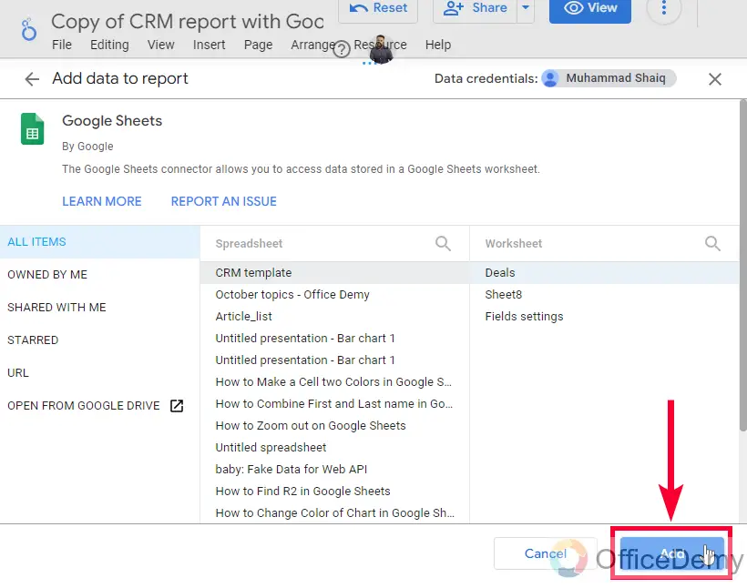 CRM Report with Google Data Studio and Sheets 13