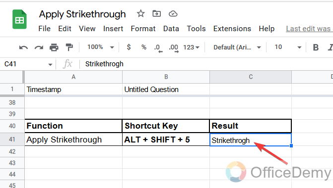 How to Apply Strikethrough Formatting in Google Sheets 1