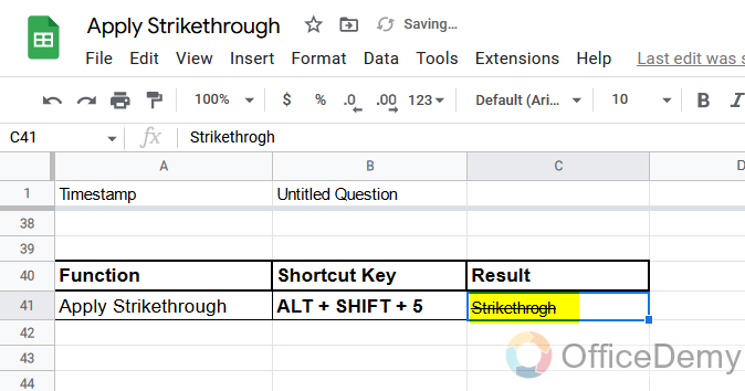 How to Apply Strikethrough Formatting in Google Sheets 2