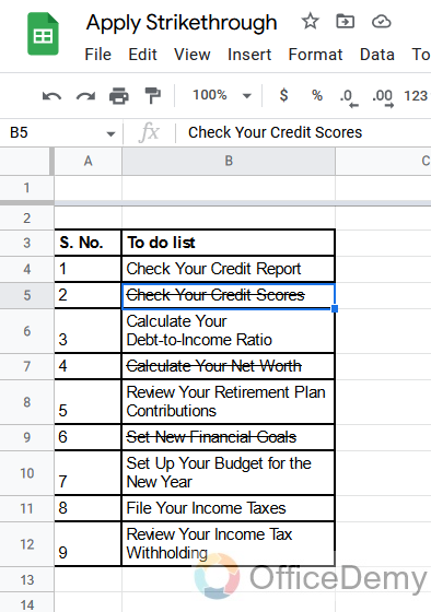 How to Apply Strikethrough Formatting in Google Sheets 25