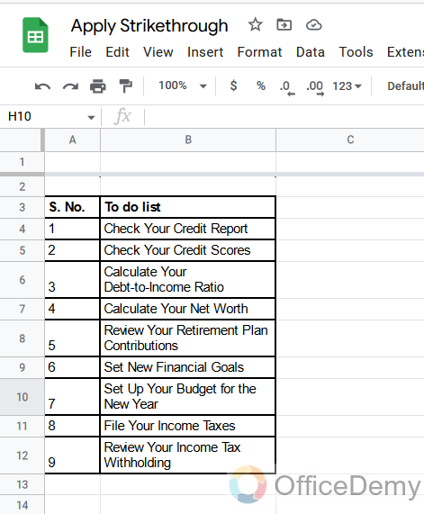 How to Apply Strikethrough Formatting in Google Sheets 28