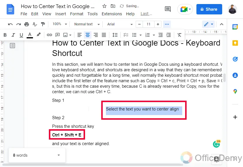 How to Center Text in Google Docs 5