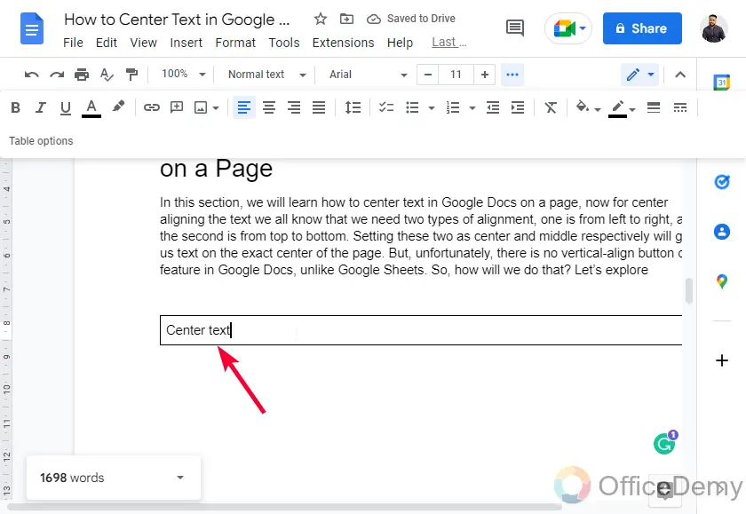 How to Center Text in Google Docs 8