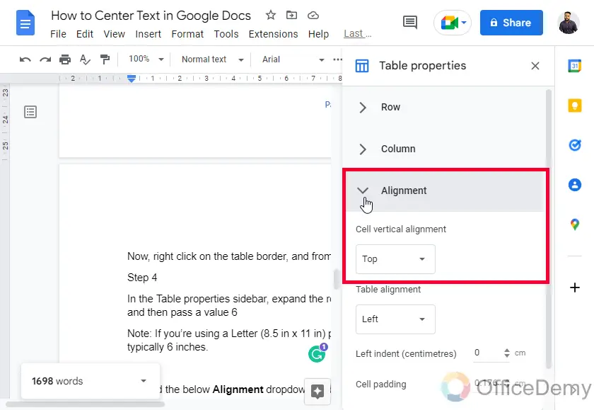 How to Center Text in Google Docs 12