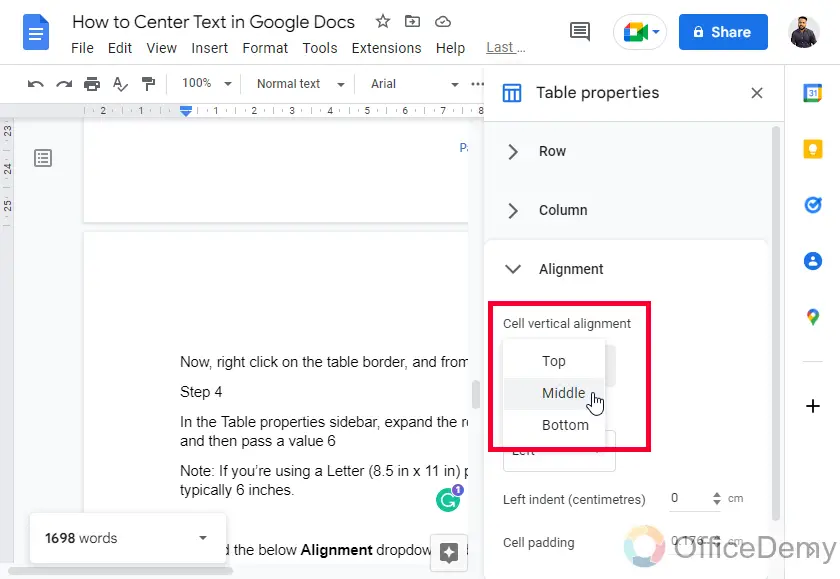 How to Center Text in Google Docs 13