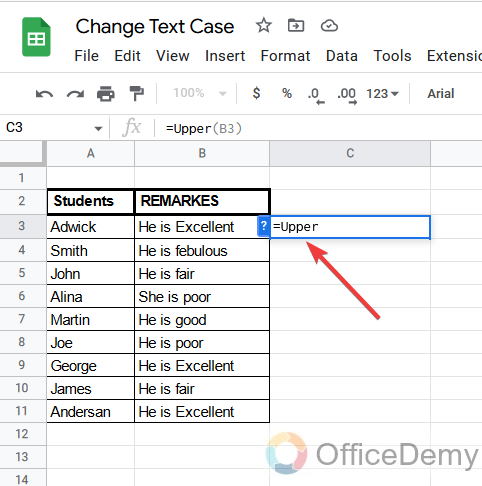 How to Change Text Case in Google Sheets 3