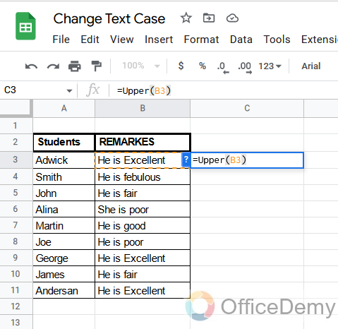 How to Change Text Case in Google Sheets 4