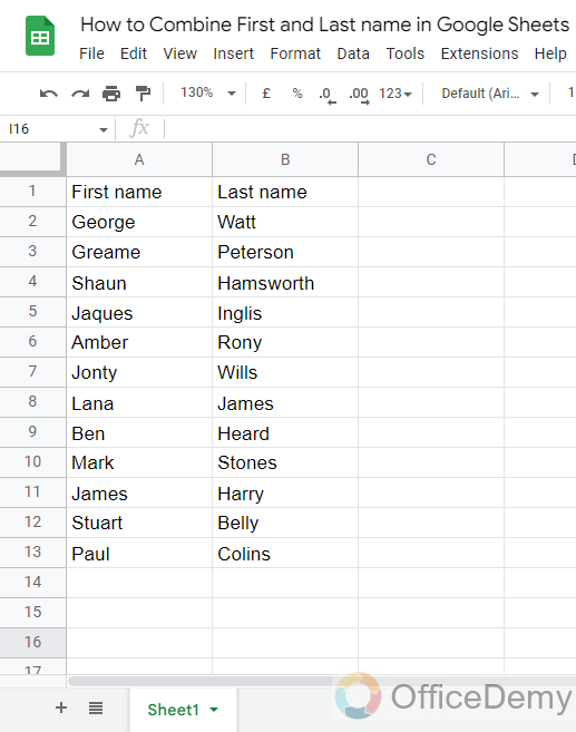 How to Combine First and Last name in Google Sheets 1