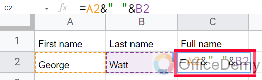 How to Combine First and Last name in Google Sheets 4