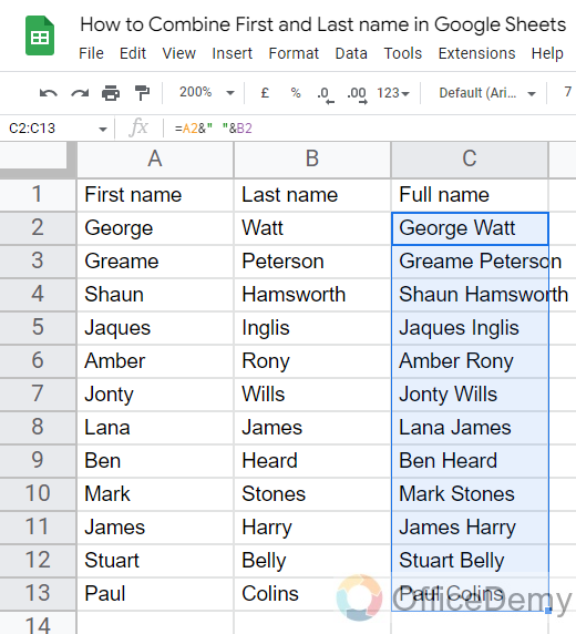 How to Combine First and Last name in Google Sheets 7
