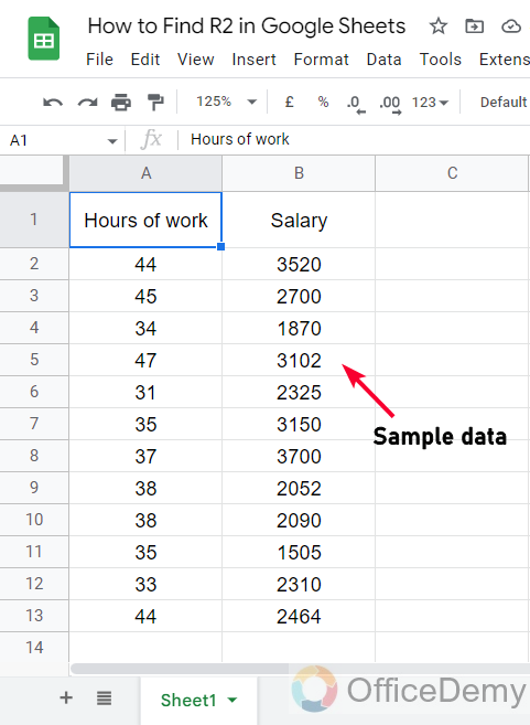 How to Find R2 in Google Sheets 1