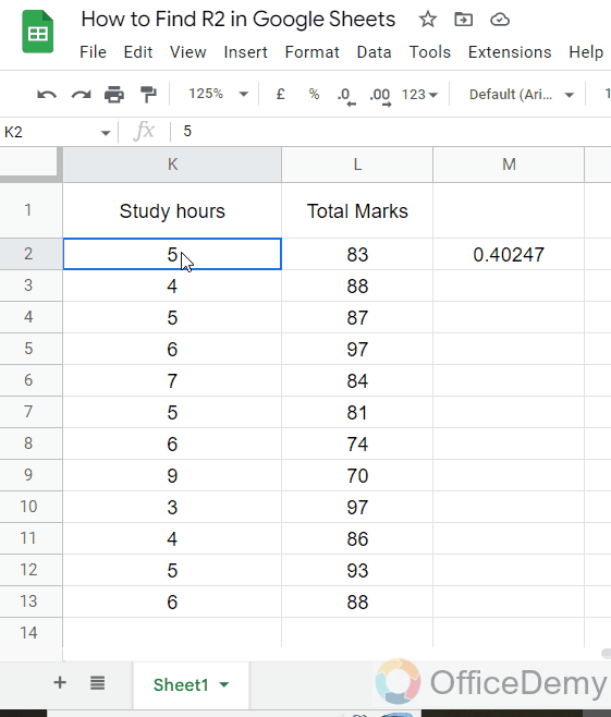 How to Find R2 in Google Sheets 12