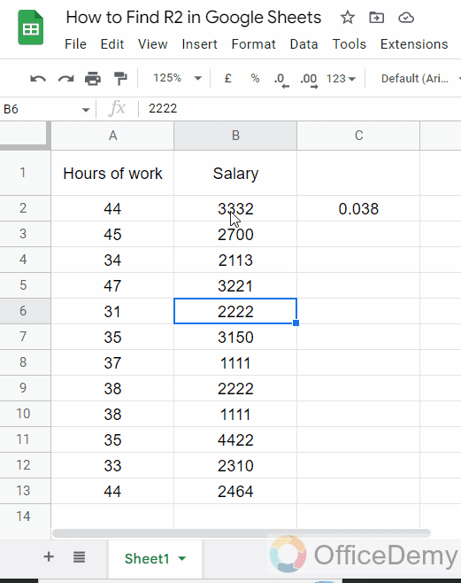How to Find R2 in Google Sheets 6