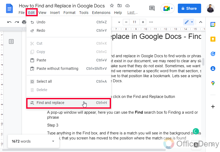 How to Find and Replace in Google Docs 1