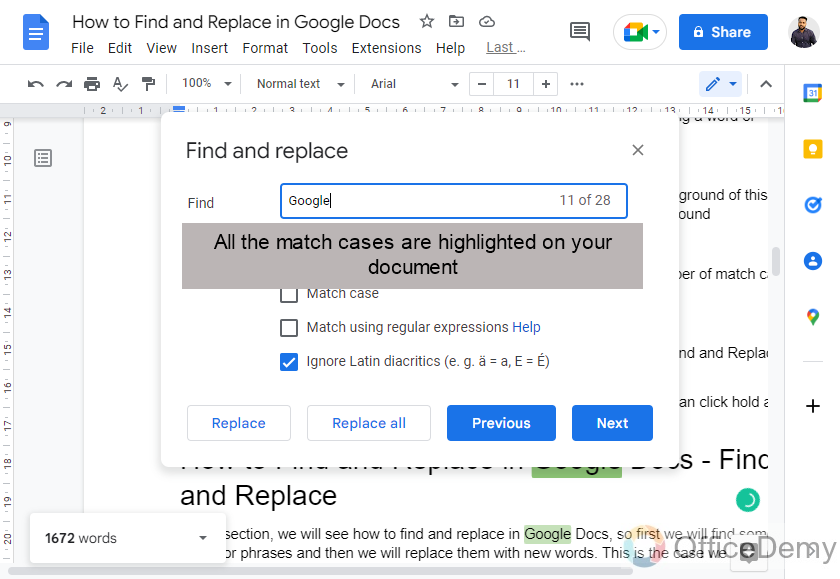 How to Find and Replace in Google Docs 4