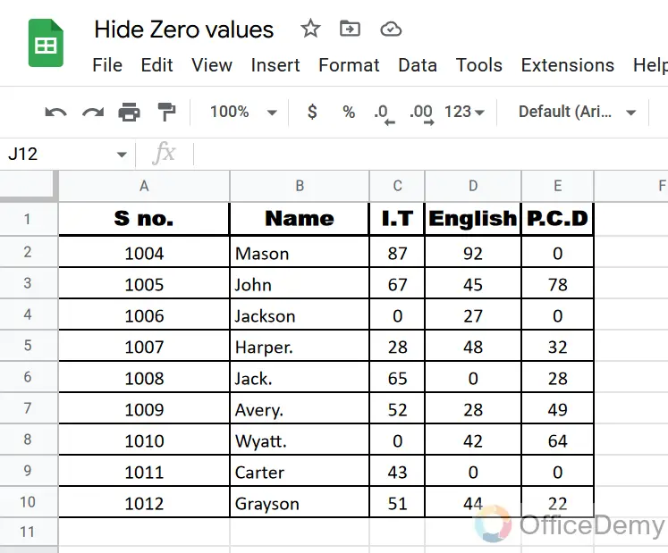 How to Hide Zero Values in Google Sheets 1