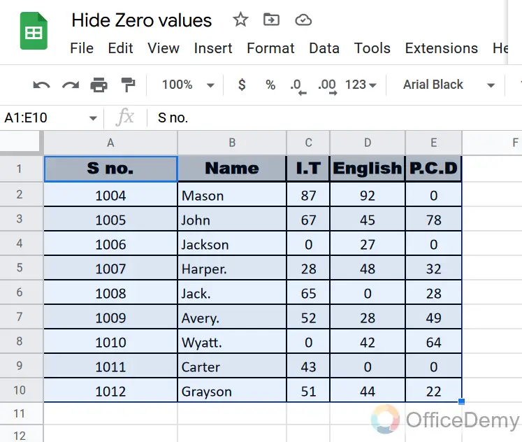 How to Hide Zero Values in Google Sheets 2