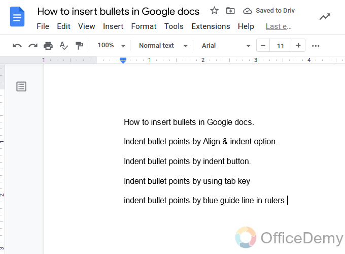 How to Indent Bullet Points in Google Docs 2
