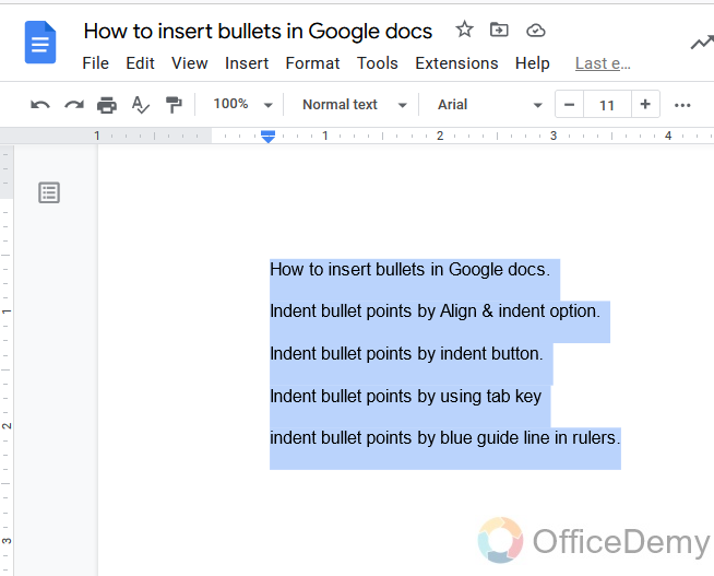 How to Indent Bullet Points in Google Docs 3