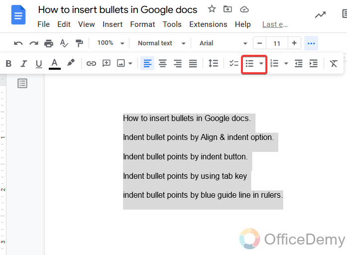 How to Indent Bullet Points in Google Docs 4