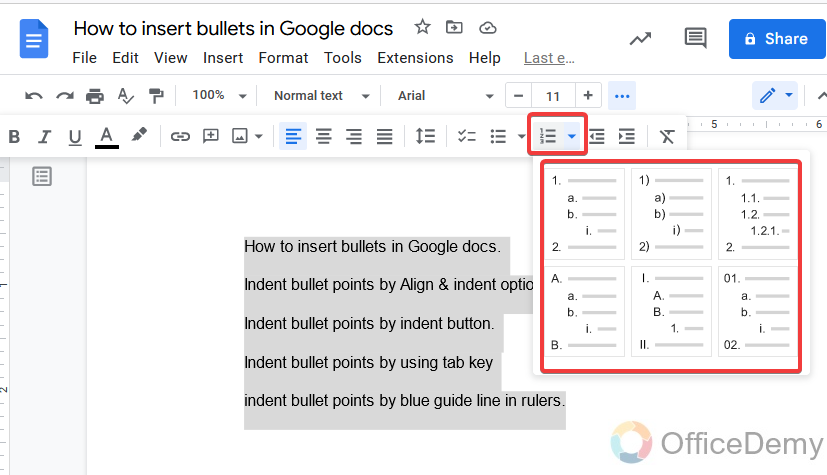 How to Indent Bullet Points in Google Docs 6