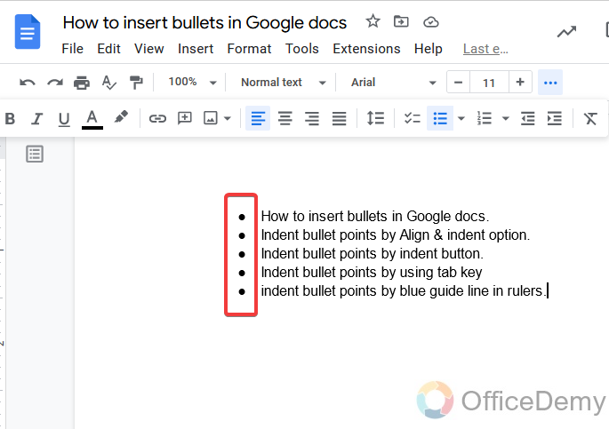 How to Indent Bullet Points in Google Docs 7