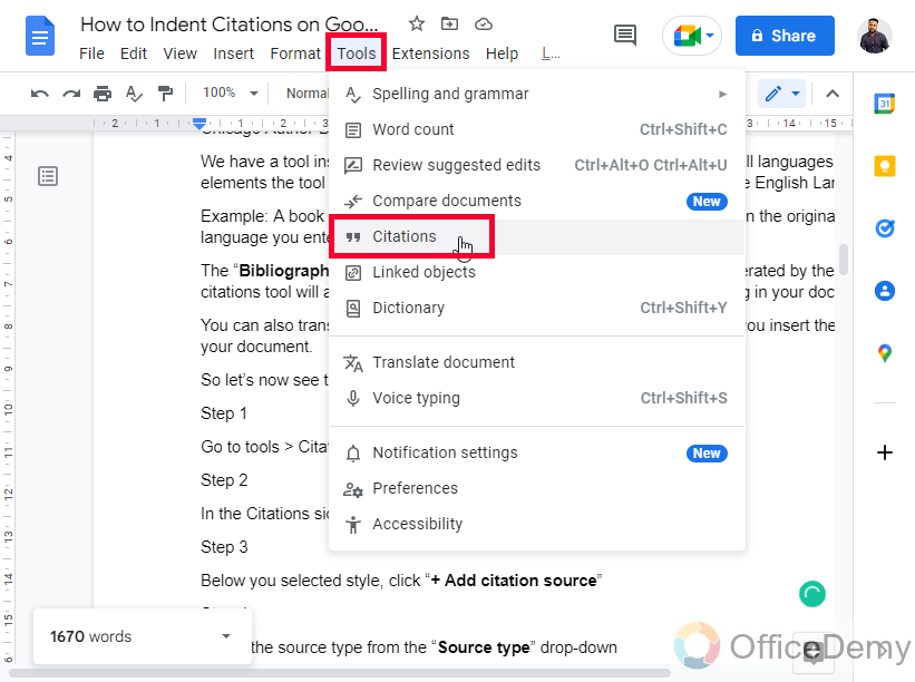 How to Indent Citations on Google Docs 1