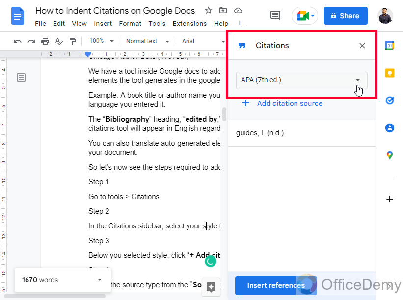 How to Indent Citations on Google Docs 2