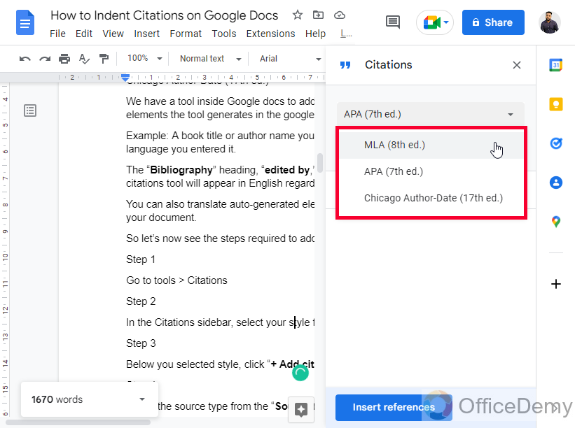 How to Indent Citations on Google Docs 3