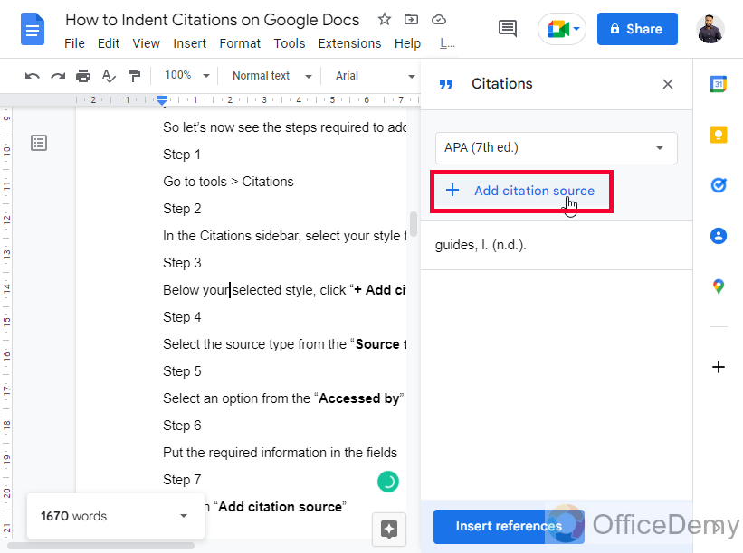 How to Indent Citations on Google Docs 4
