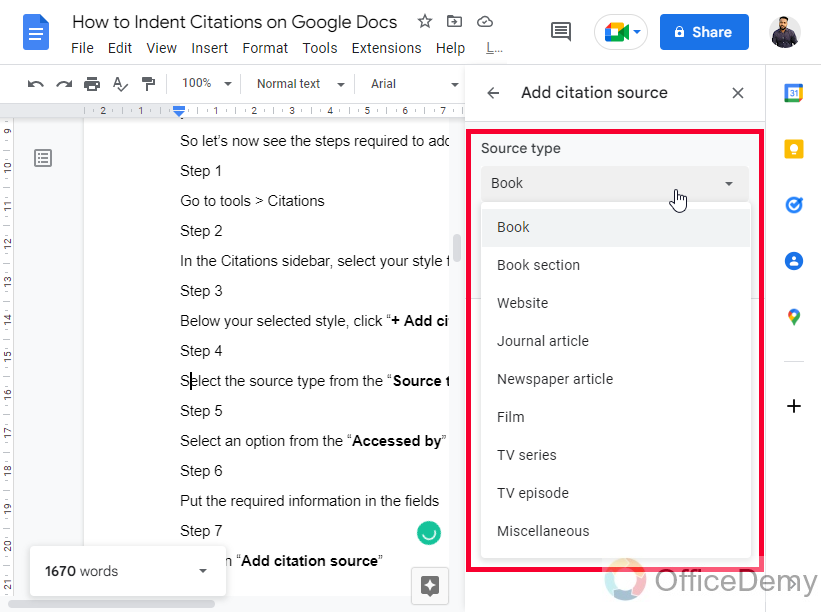 How to Indent Citations on Google Docs 5