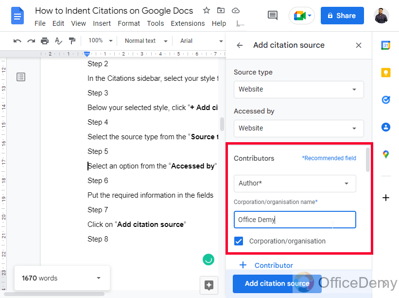 How to Indent Citations on Google Docs 7