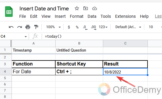 How to Insert Date and Time in Google Sheets 2