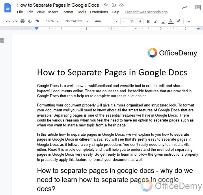How to Separate Pages in Google Docs 2