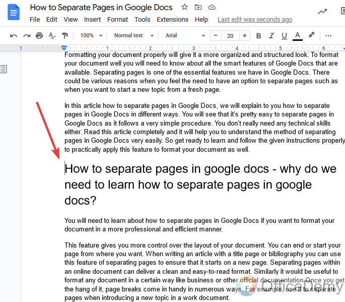 How to Separate Pages in Google Docs 3