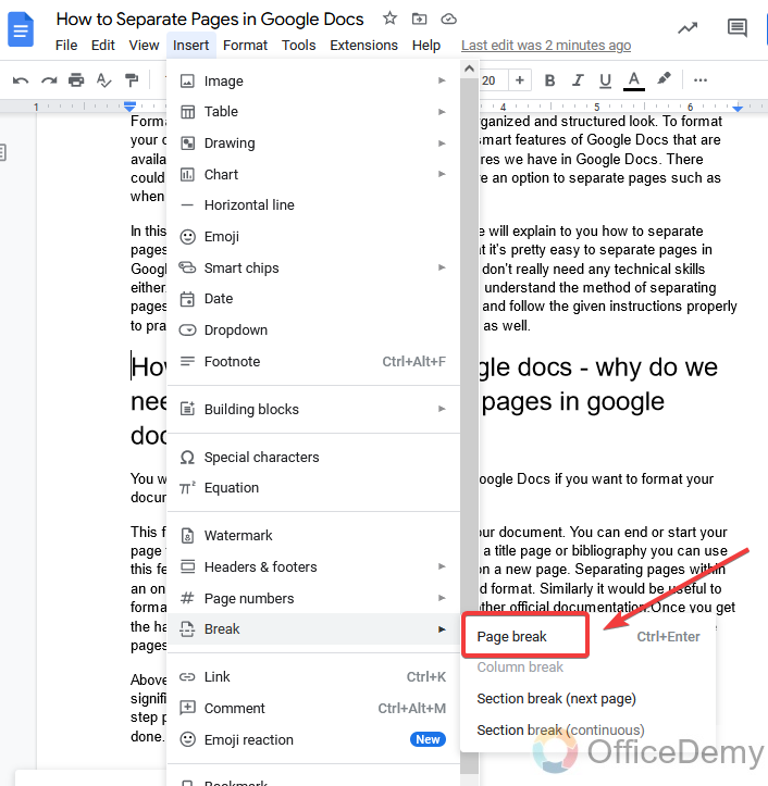 How to Separate Pages in Google Docs 6