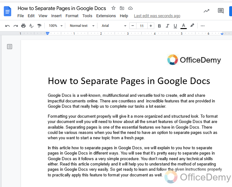 How to Separate Pages in Google Docs 8