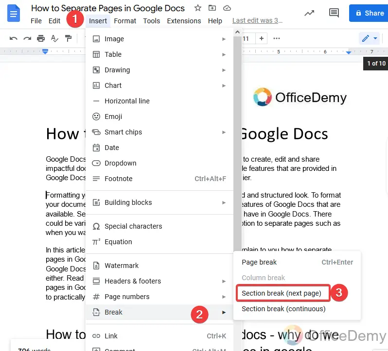 How to Separate Pages in Google Docs 12