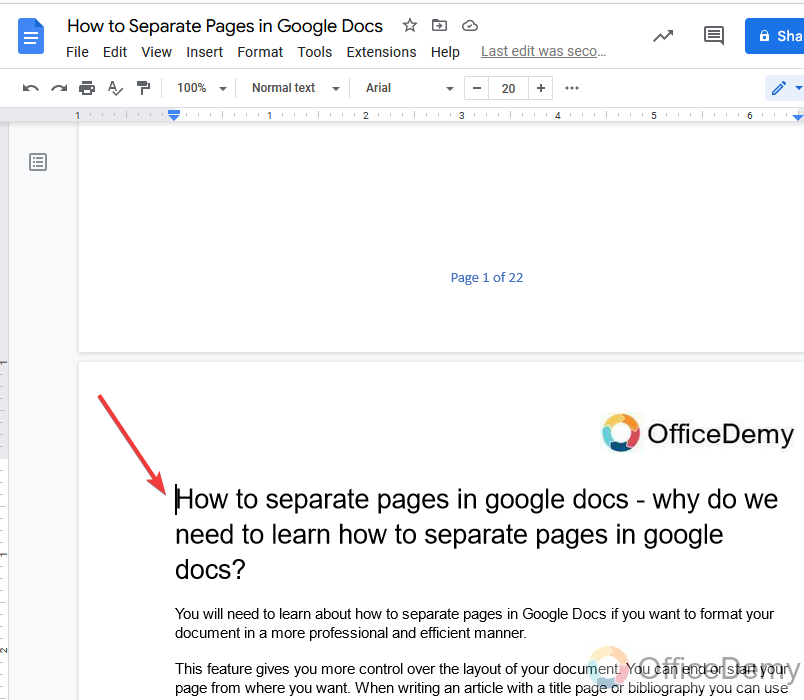 How to Separate Pages in Google Docs 20
