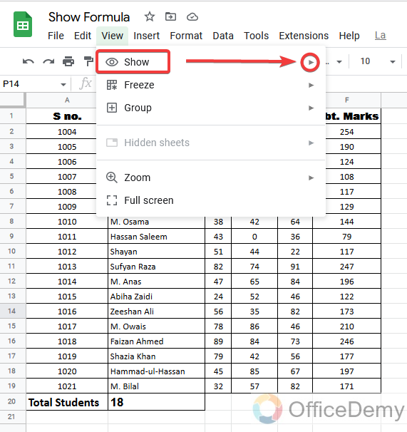 How to Show Formulas in Google Sheets 3