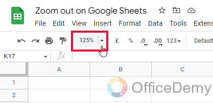 How to Zoom out on Google Sheets 2