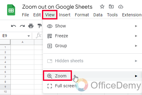 How to Zoom out on Google Sheets 10