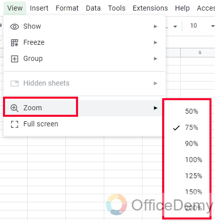How to Zoom out on Google Sheets 11