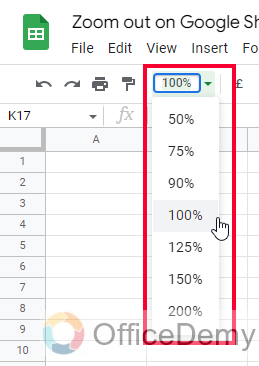 How to Zoom out on Google Sheets 4