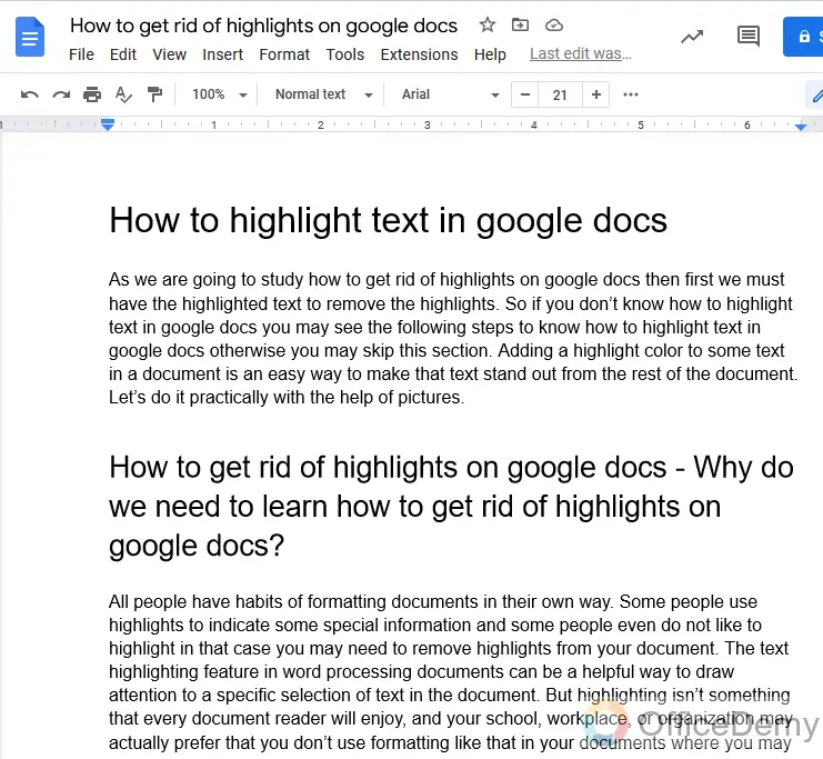 How to get rid of highlights on google docs 1