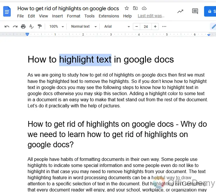How to get rid of highlights on google docs 2