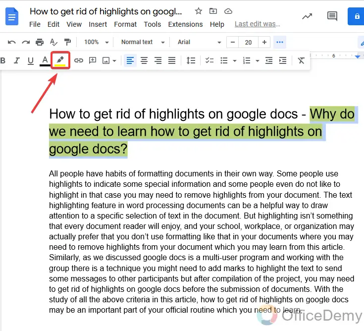 How to get rid of highlights on google docs 8
